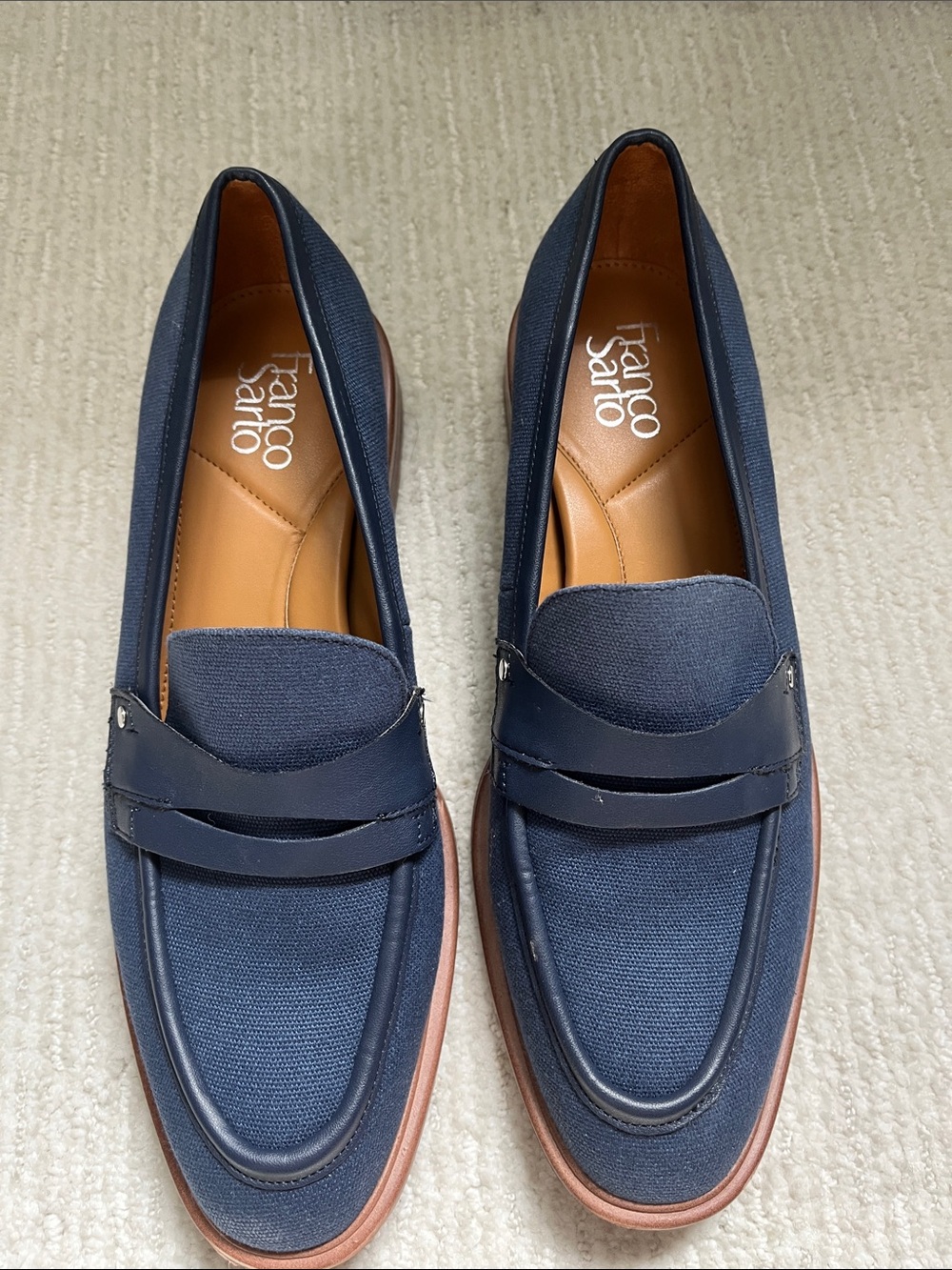 Franco Sarto Navy & Tan Loafers